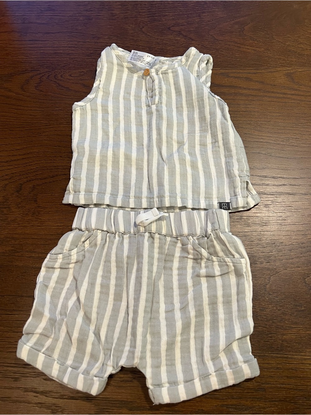 Modern Moments Striped Baby Tank Top in Light Gray & White